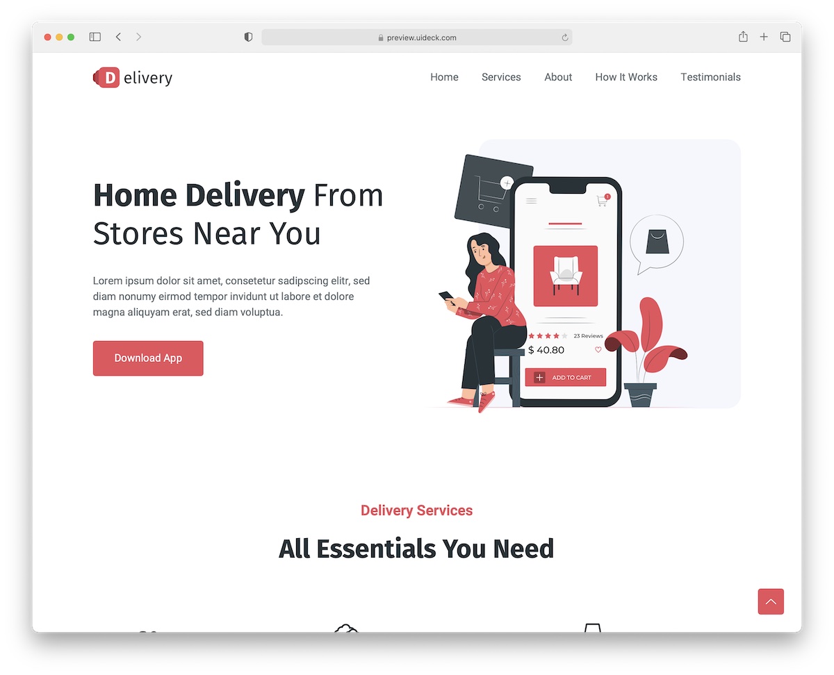 delivery free bootstrap 5 template